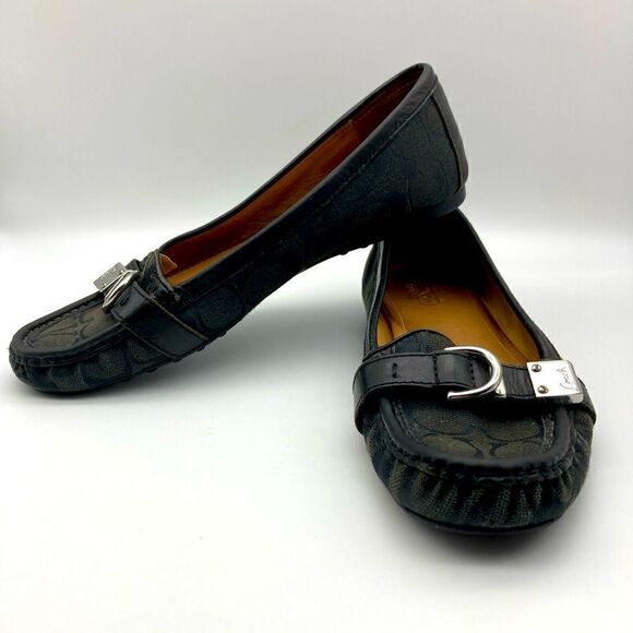 Coach Flores Signature Black Loafer Size 8B - Picture 1 of 10
